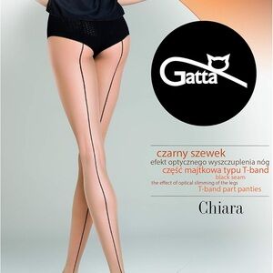 Gatta Chiara Nude Tights With Black Seam NWT